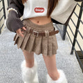 Brown Autumn Knit Belt Skirt