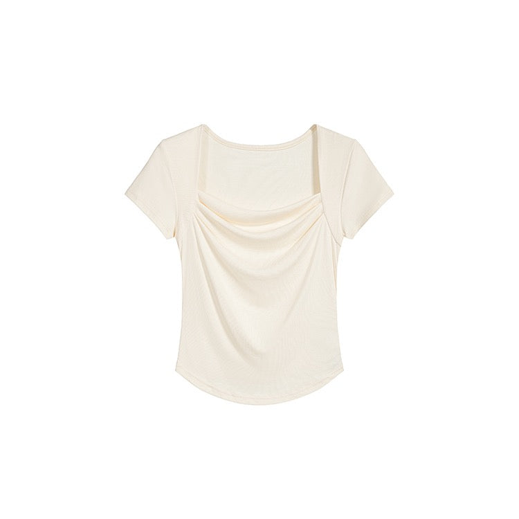 Beige Square Neck Top