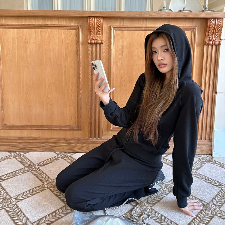 Black Hoodie Tracksuit Set