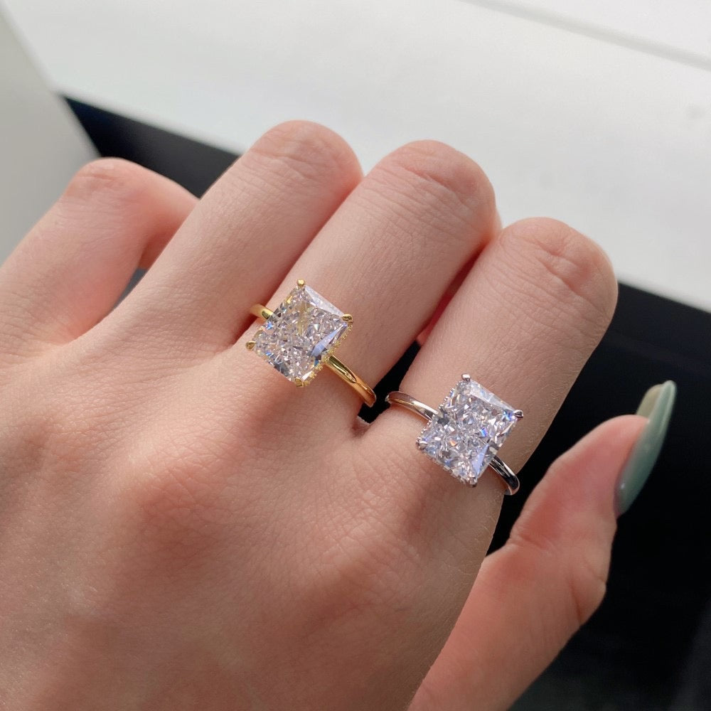 Radiant Cut Solitaire Diamond Ring S925