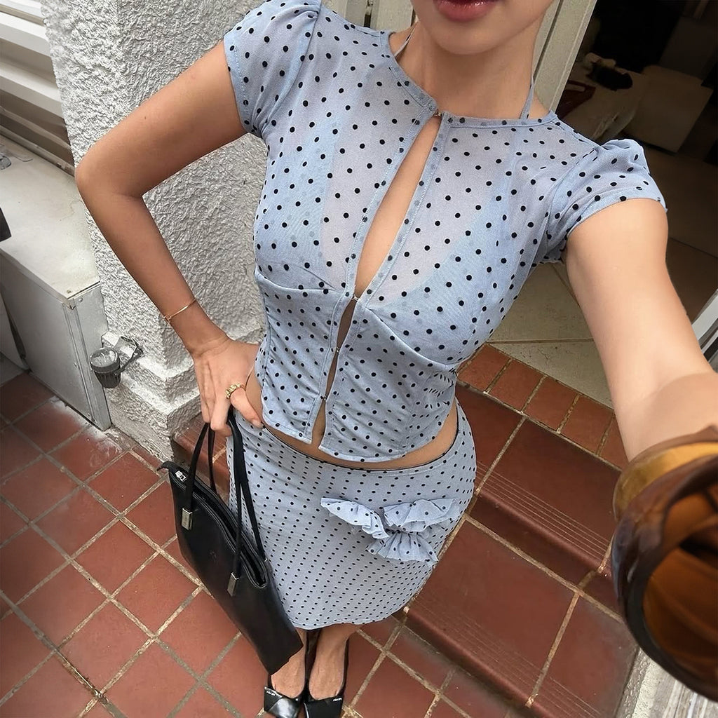Blue Polka Dot Sheer Set