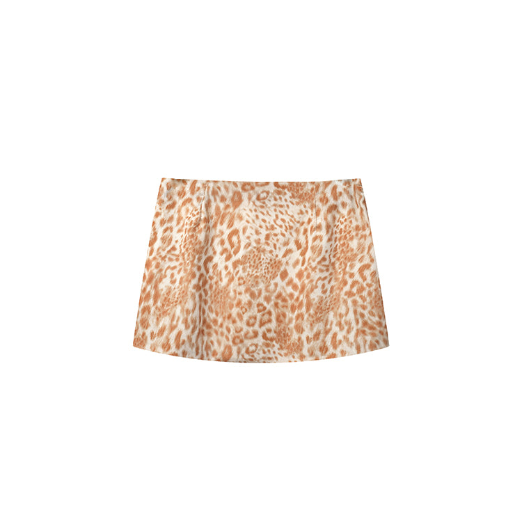 Orange Animal Print Short Skirt