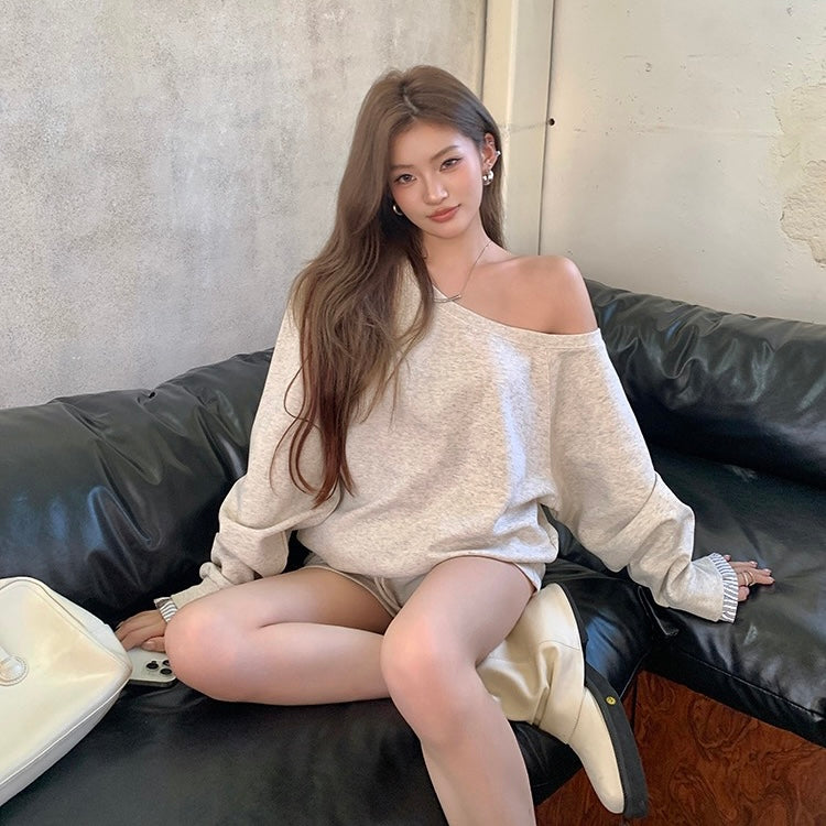 Single Off Shoulder Shorts Casual Set