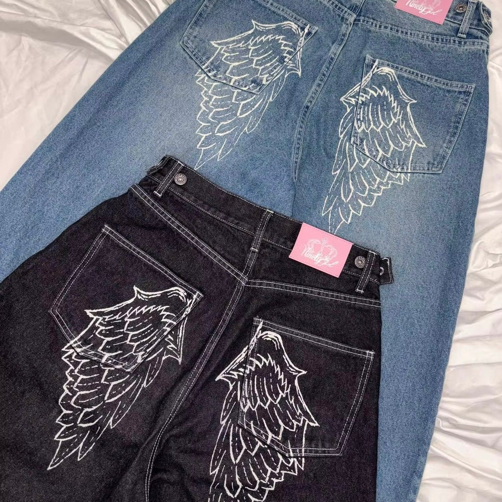 Angel Wings Y2K Baggy Denim Jeans