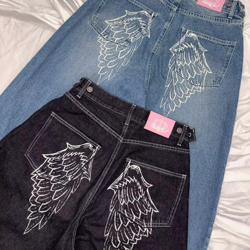 Angel Wings Y2K Baggy Denim Jeans