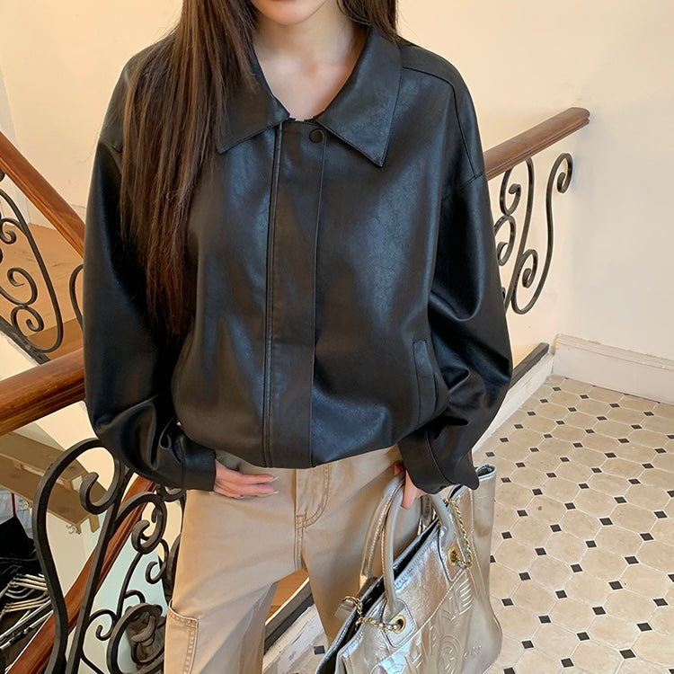 Faux Black Leather Jacket