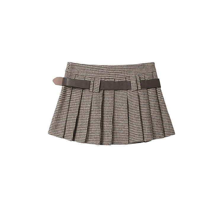 Brown Autumn Knit Belt Skirt