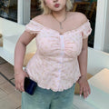 Floral Pink Off-Shoulder Puff-Sleeve Top