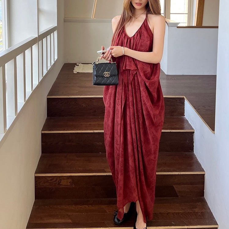 Backless Thin Strap Halter Parachute Dress