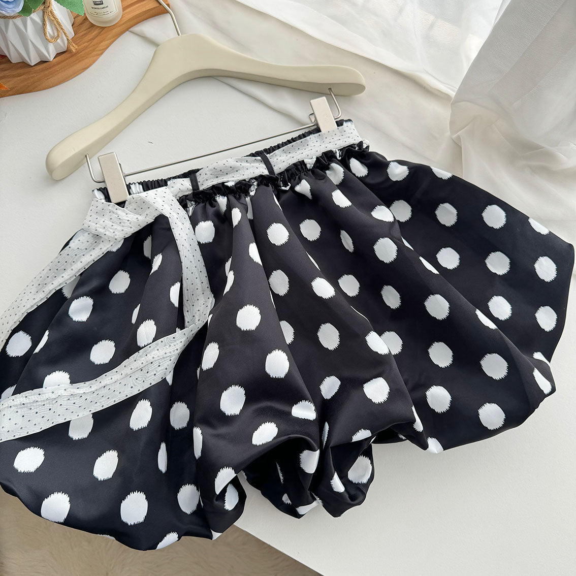 Mono Babydoll Top Polka Dot Skirt Set