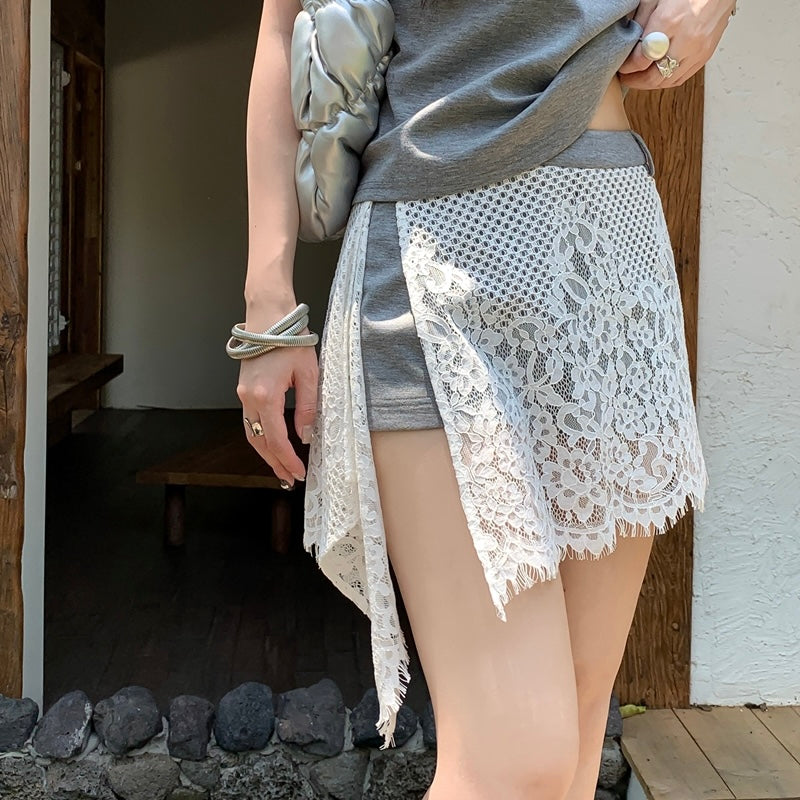 Lace Net Wrap Skirt