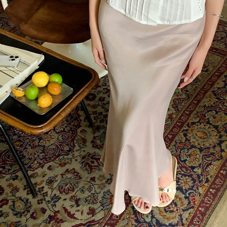Pale Pink Suade Maxi Skirt