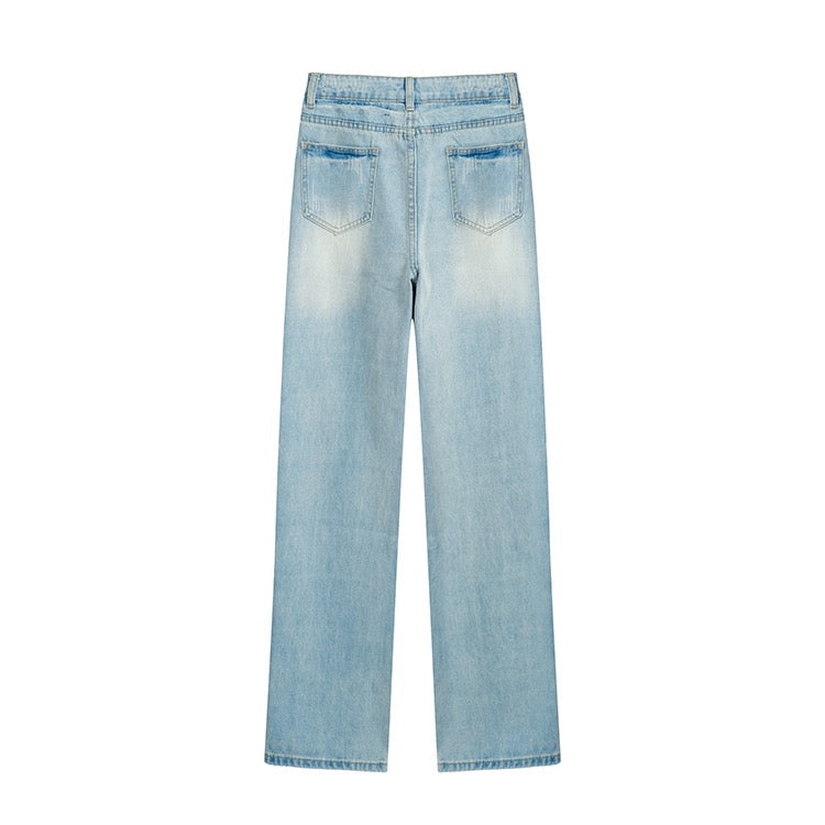 Light Blue Straight Denim Jeans