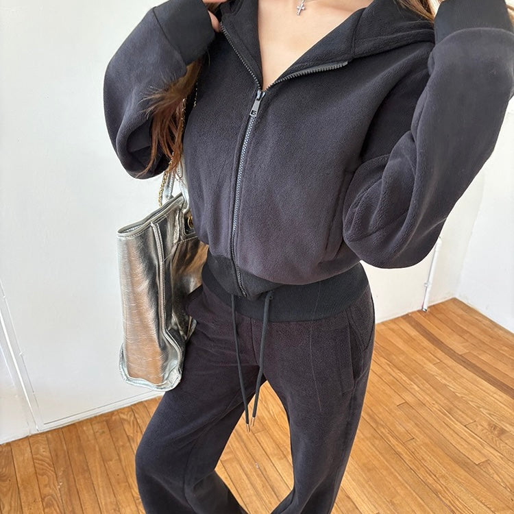 Black Hoodie Track Set