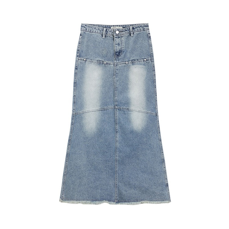 Light Blue Long Flared Pencil Skirt