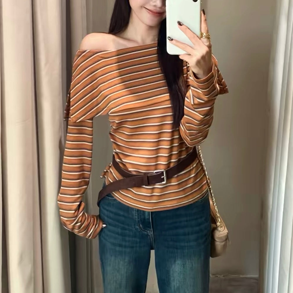 Stripe Horizontal Long-Sleeve Top