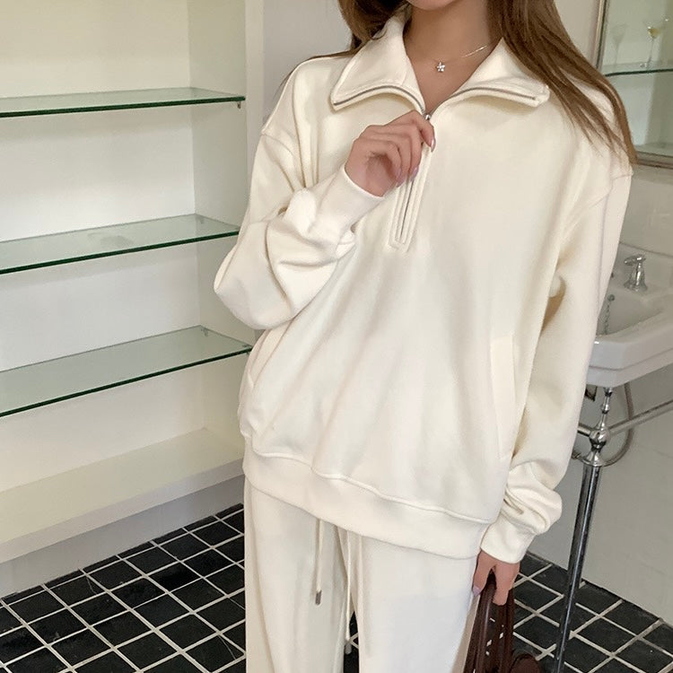 Cream Track Winter Jumper Pants Set