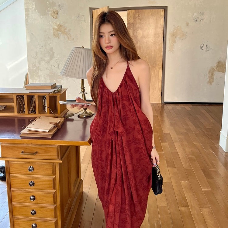 Backless Thin Strap Halter Parachute Dress