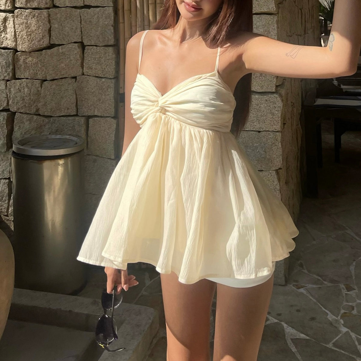 Light Yellow Twist Babydoll Camisole