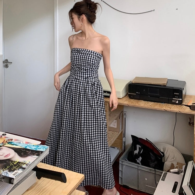 Gingham Tube Maxi Dress