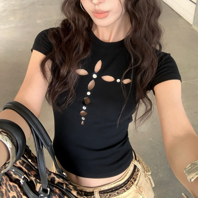 Pattern Cut Out Baby Tee