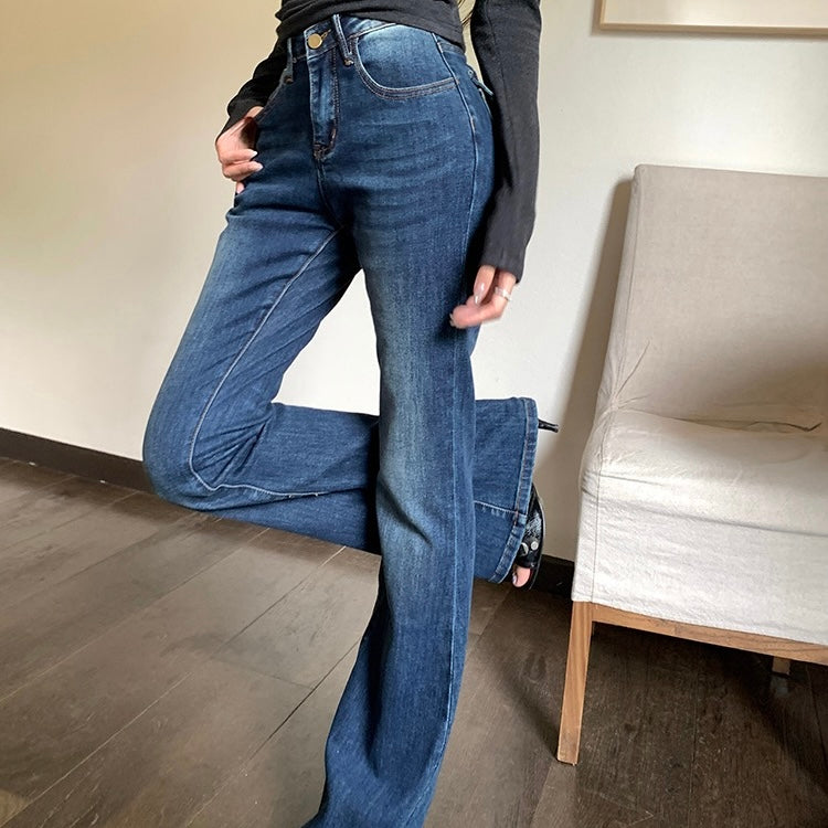 Dark Blue Denim Boot Leg Jeans