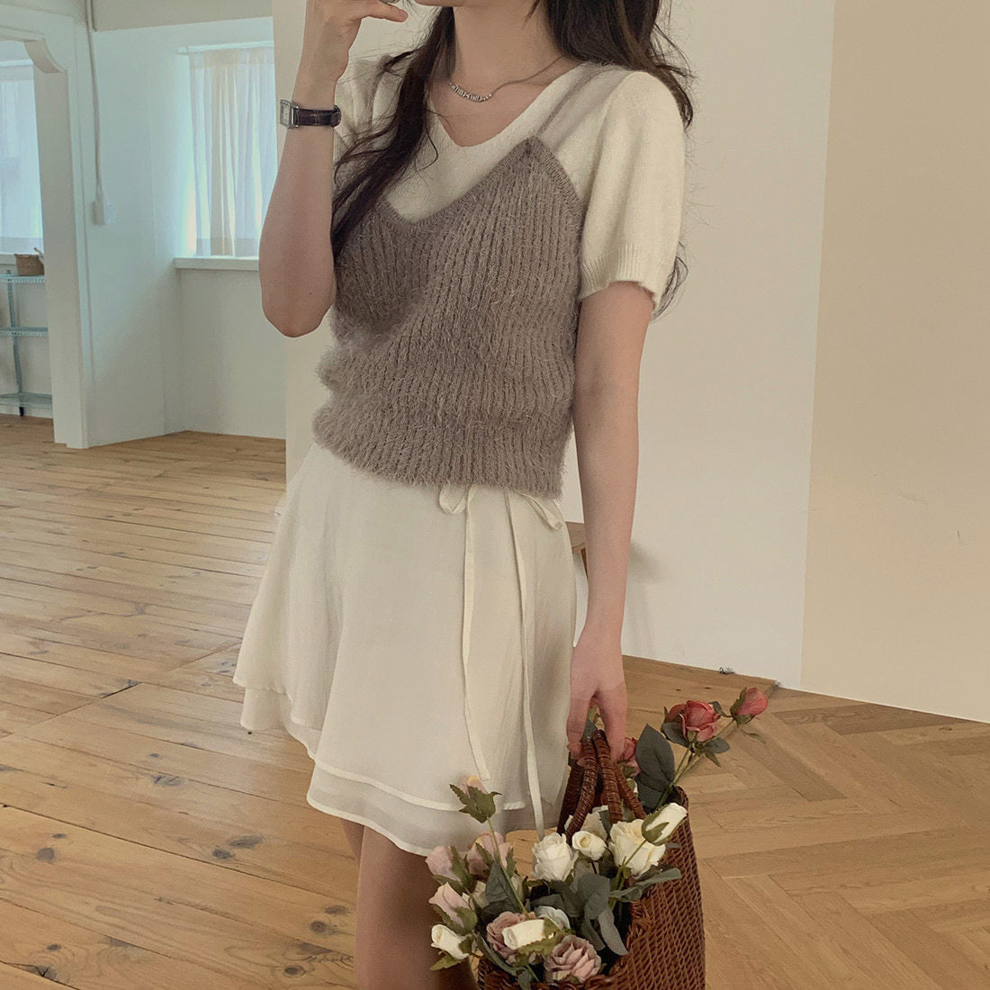 Side Tied Ribbon Skirt