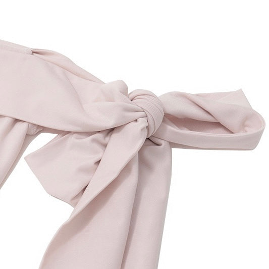 Pale Pink Ribbon Off-Shoulder Dress