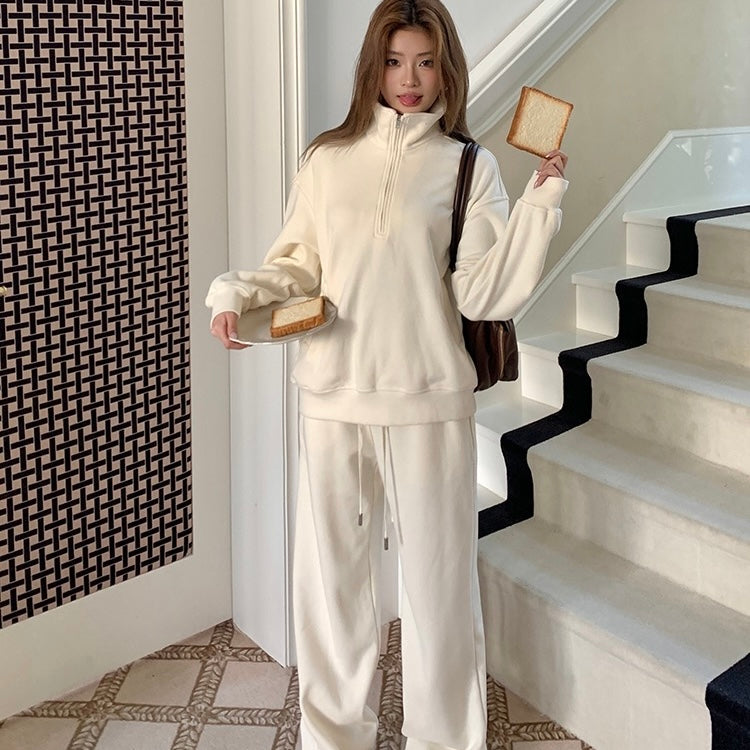 Cream Track Winter Jumper Pants Set