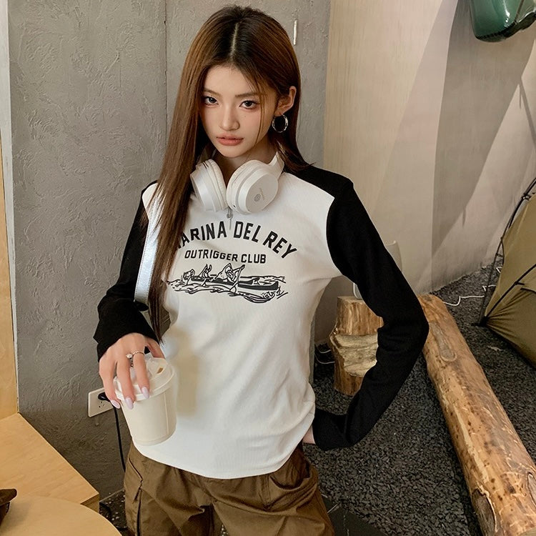 Del Rey Black Long-Sleeve Top