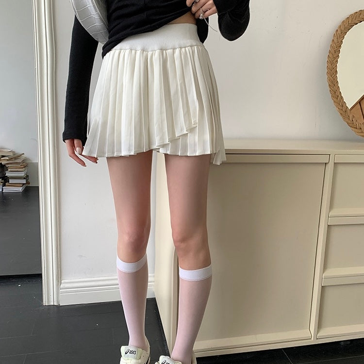 Pleated Asymmetric Skirt