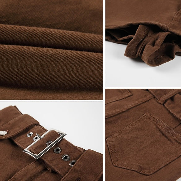 Brown Belt Buckle Mini Skort