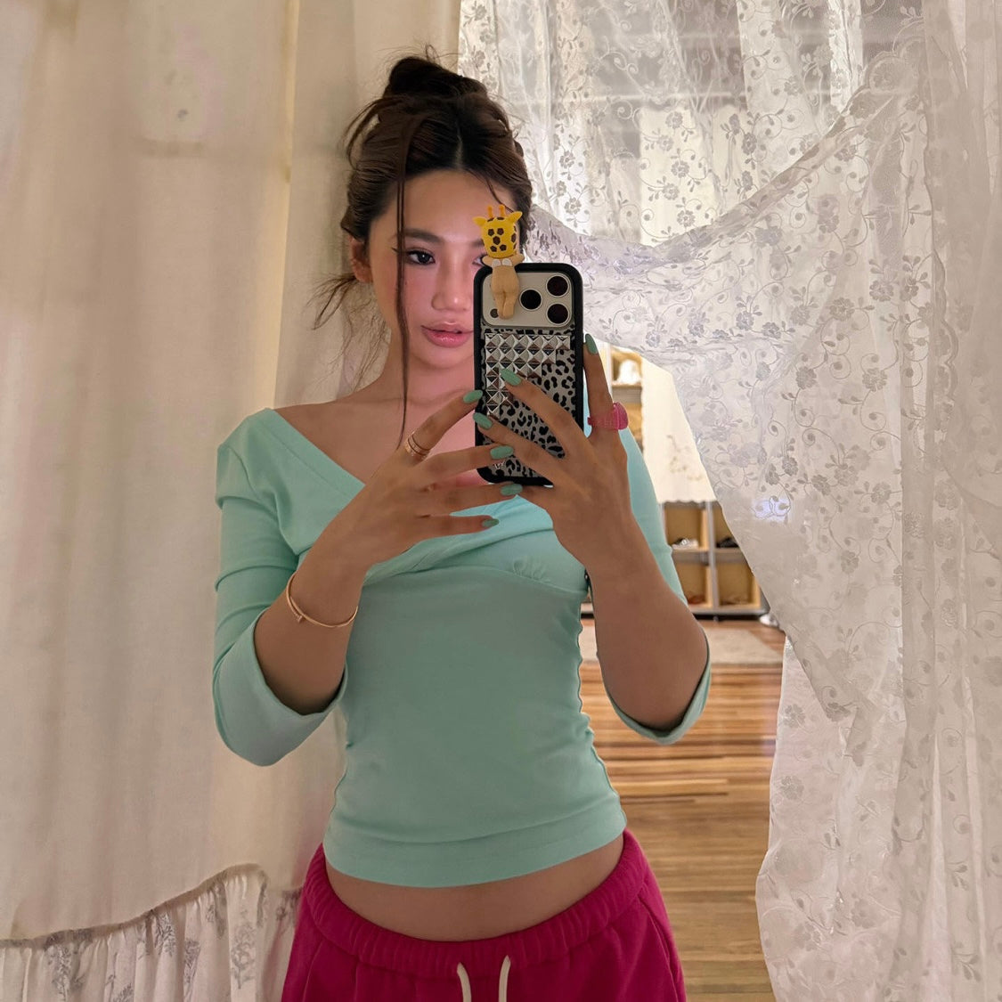 Mint Green V-Neck Top