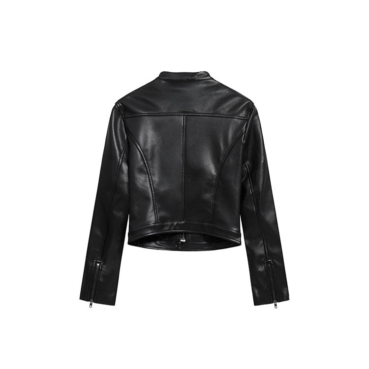 Black Faux Leather Biker Jacket