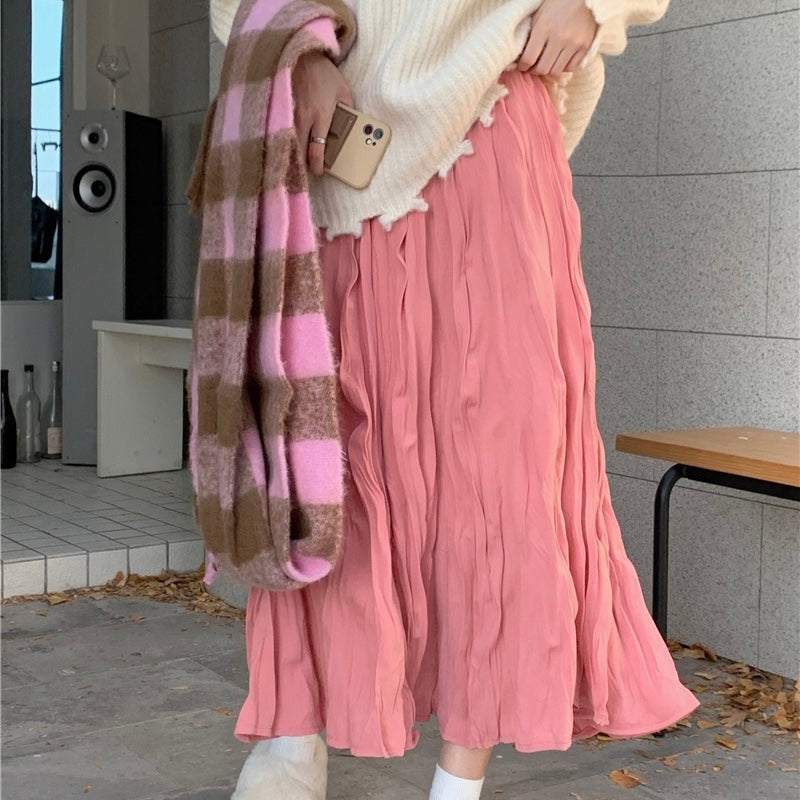 Pleat Crimped Maxi Skirt
