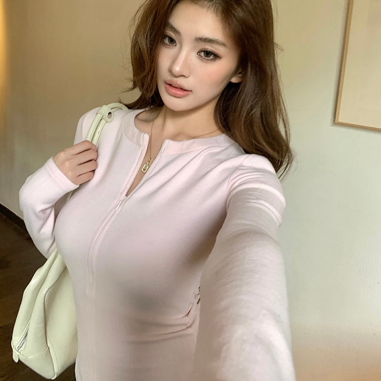 Pink Athletic Zip-Up Top