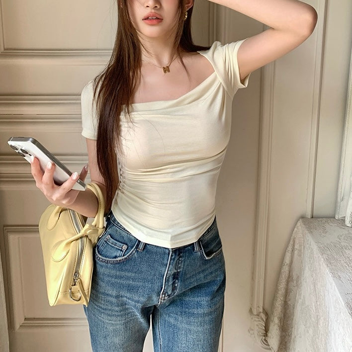 Beige Square Neck Top