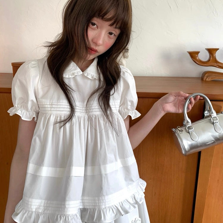 Mono Babydoll Top Polka Dot Skirt Set