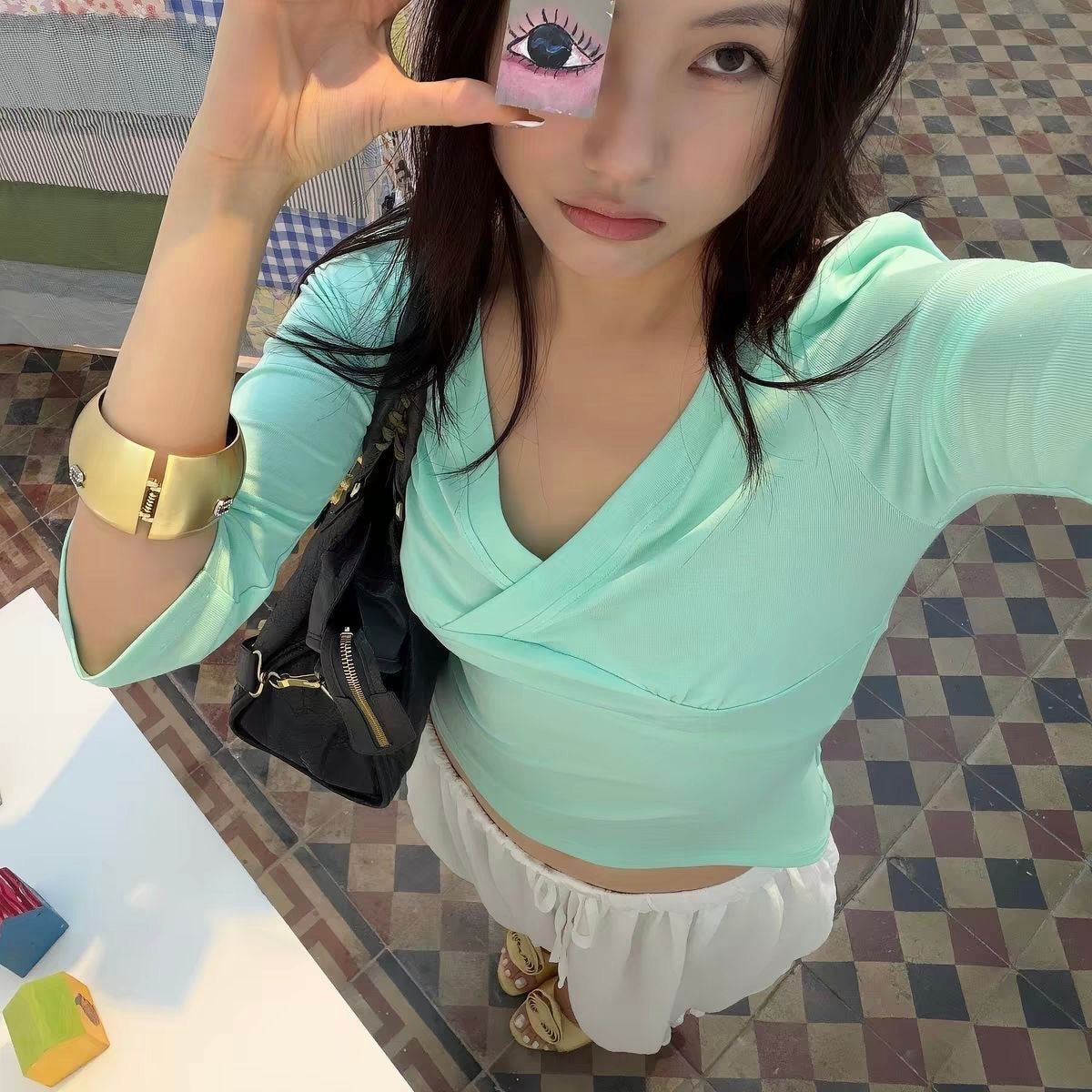 Mint Green V-Neck Top