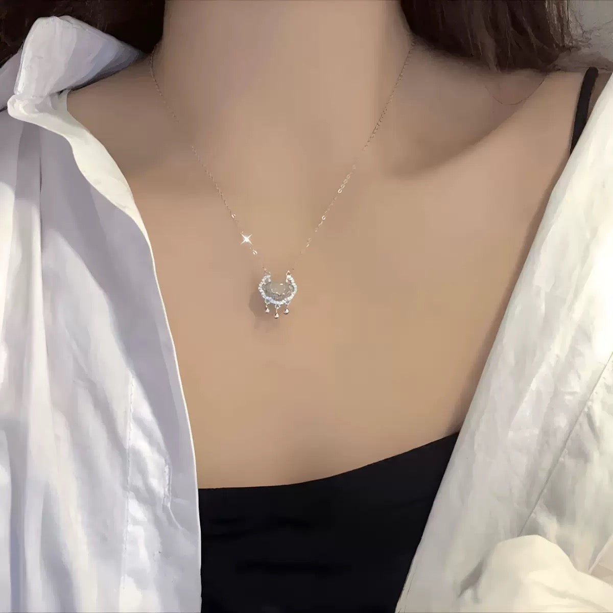 Pale Pink Round Jade Drop Necklace S925