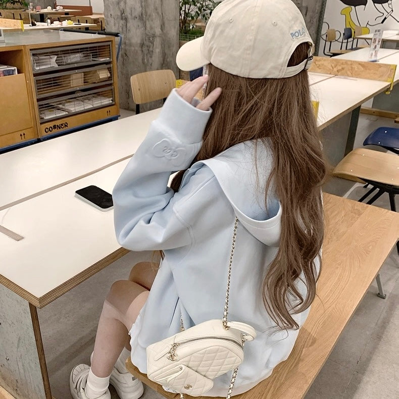 Ribbon Sleeve Pastel Hoodie