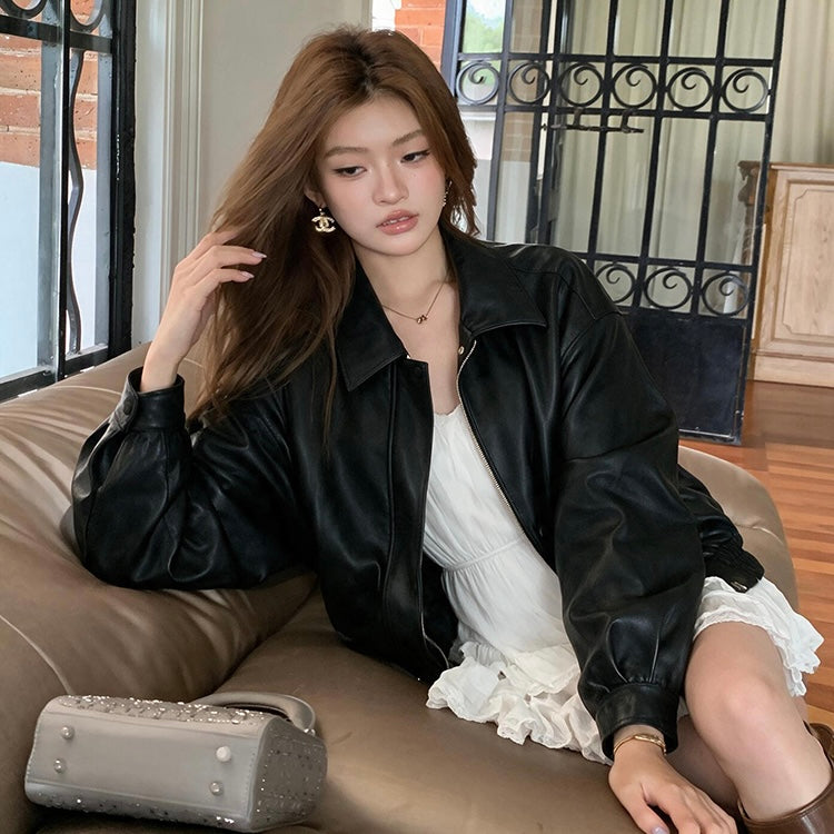 Black Oversized Faux Leather Jacket