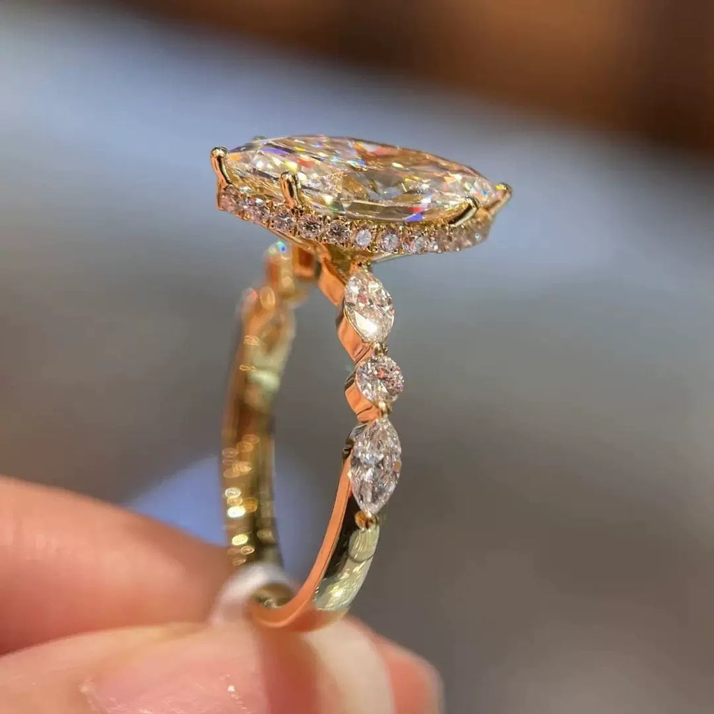 Marquise 2ct Lab Diamond Yellow Gold Engagement Ring
