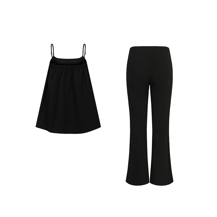 Black Babydoll Camisole Pants Set