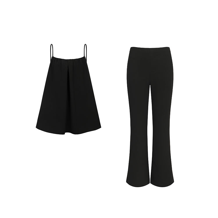 Black Babydoll Camisole Pants Set