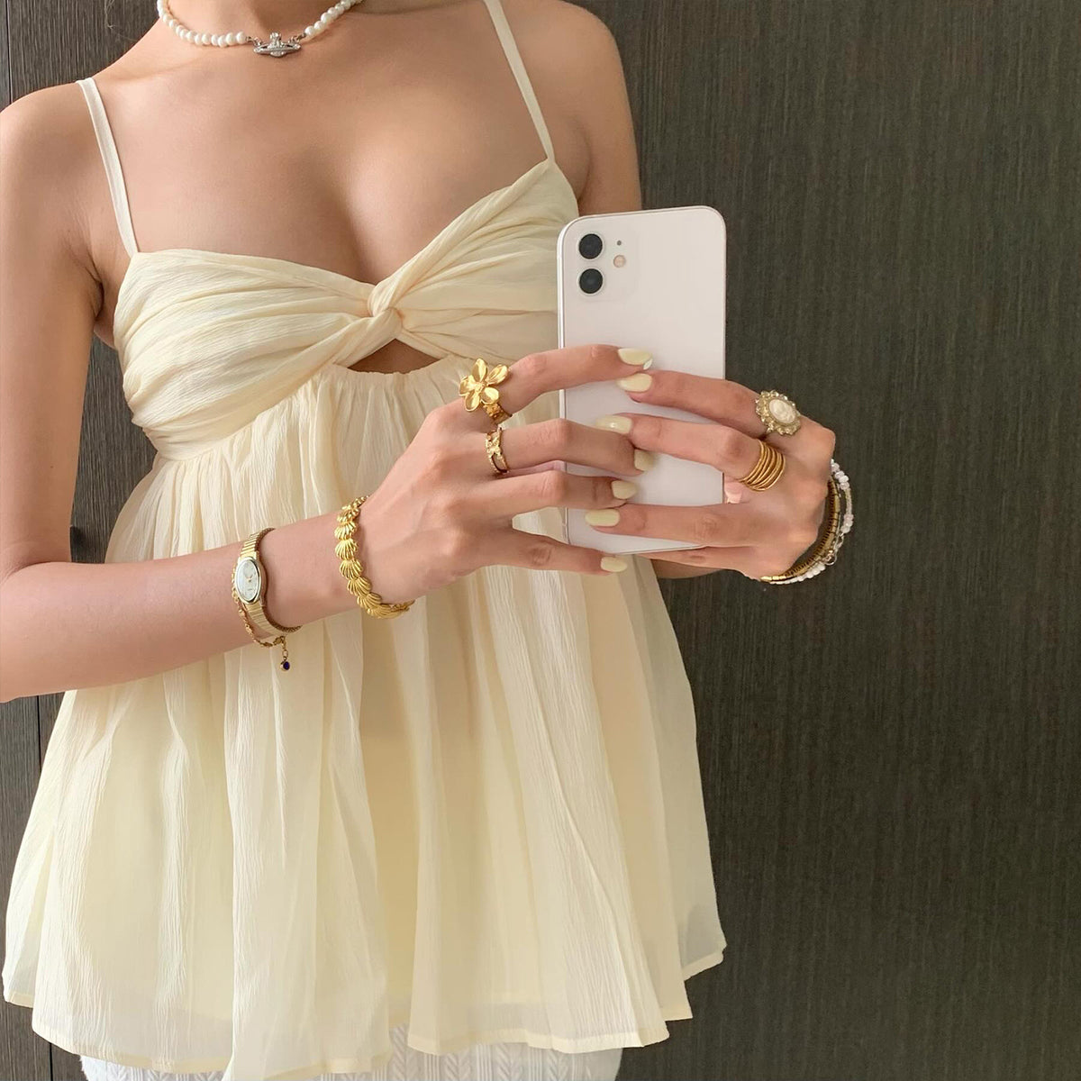 Light Yellow Twist Babydoll Camisole