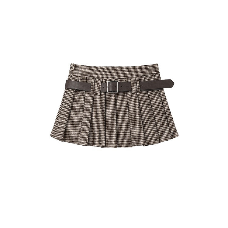 Brown Autumn Knit Belt Skirt