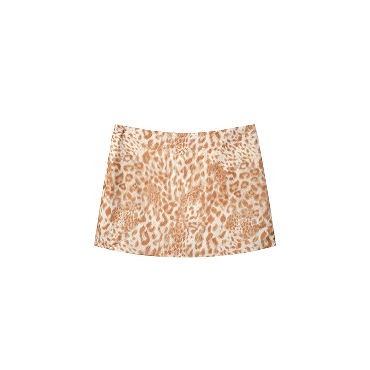 Orange Animal Print Short Skirt