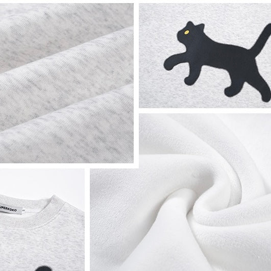 Black Cat Grey Sweater