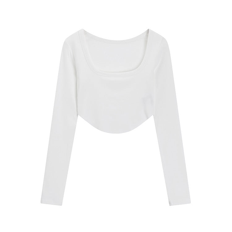 White Long-Sleeve Crop Top